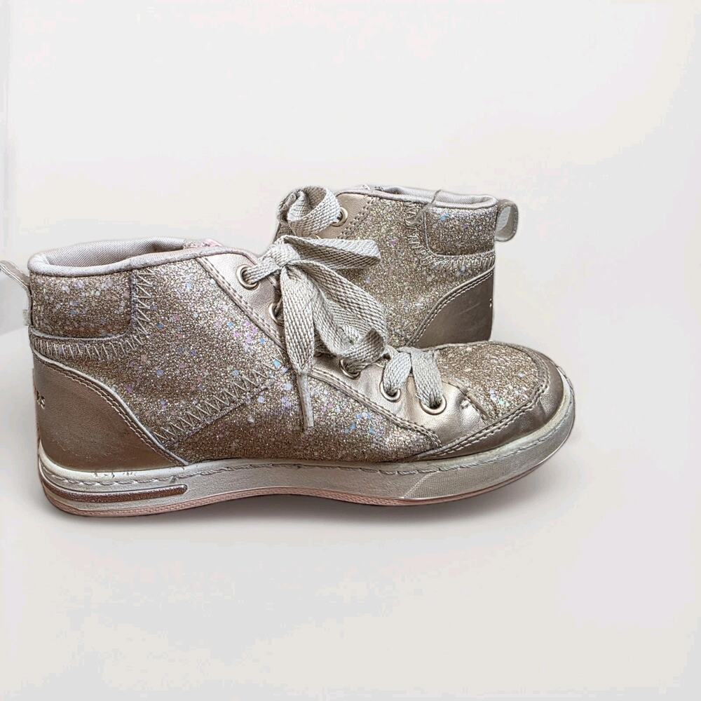 Sketchers Shoutouts Glitter Queen Sneaker Girls Size 2 Glam Sparkle Gold Pink - Picture 9 of 10